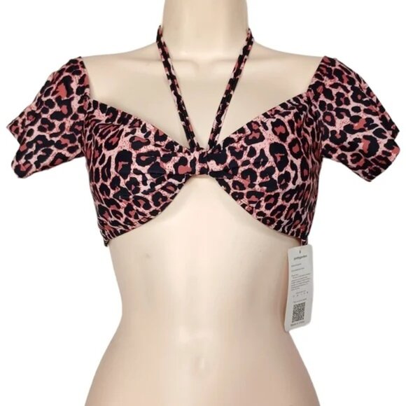 PRETTY GARDEN Pink Black Leopard Animal Print Bikini SET Medium ~ NEW W/ TAGS ~ - Picture 4 of 5